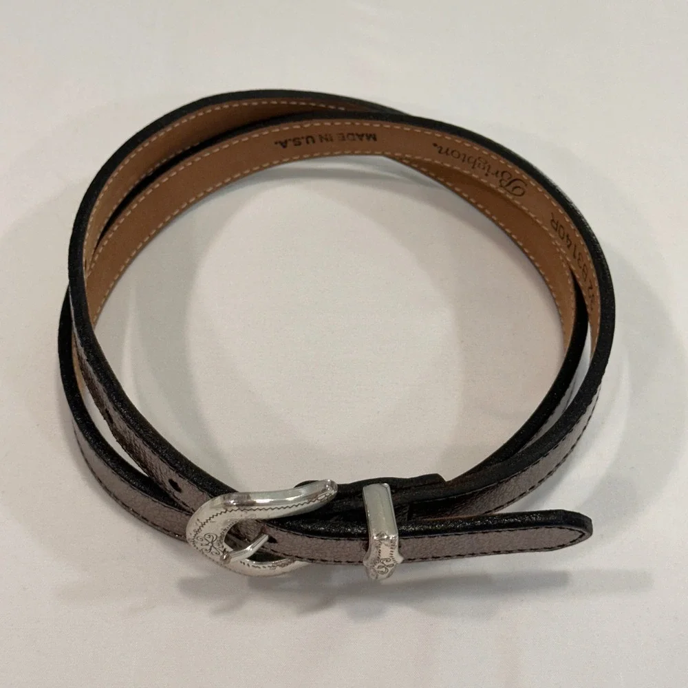Brighton Vintage 1996 Western Skinny Belt Women‎ 32 Bronze Metallic Cowgirl Boho